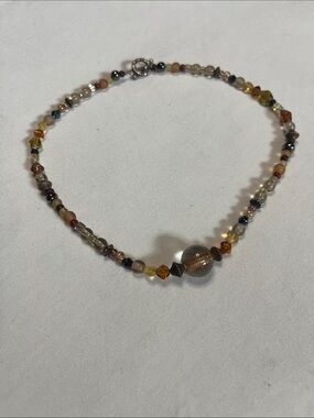 Mixed Natural Stone Beaded Toggle Necklace | Earth Tone 17"